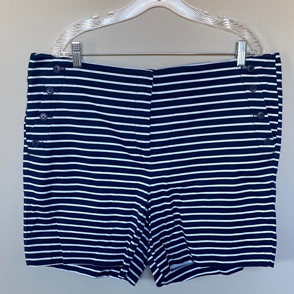 Talbots Navy and White Striped Sailor Shorts
